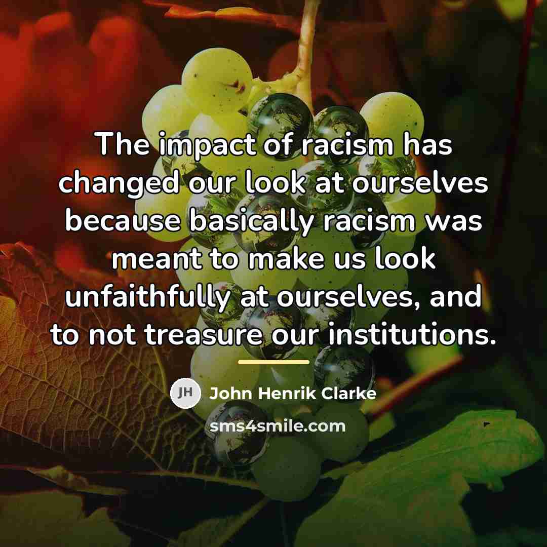 “The impact of racism has changed our look at ourselves…” quote by John Henrik Clarke