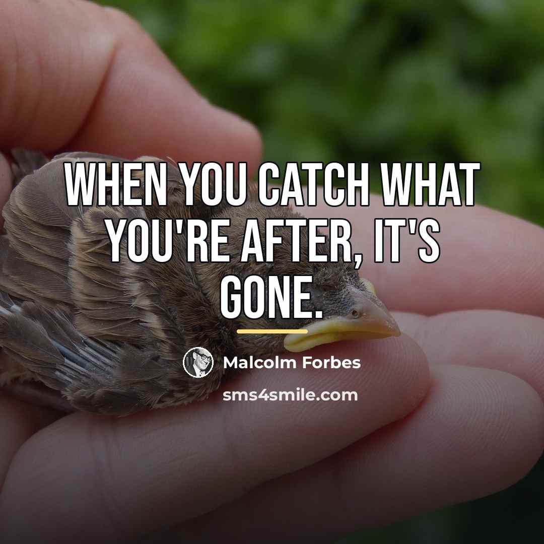 “When you catch what you're after, it's gone.…” quote by Malcolm Forbes
