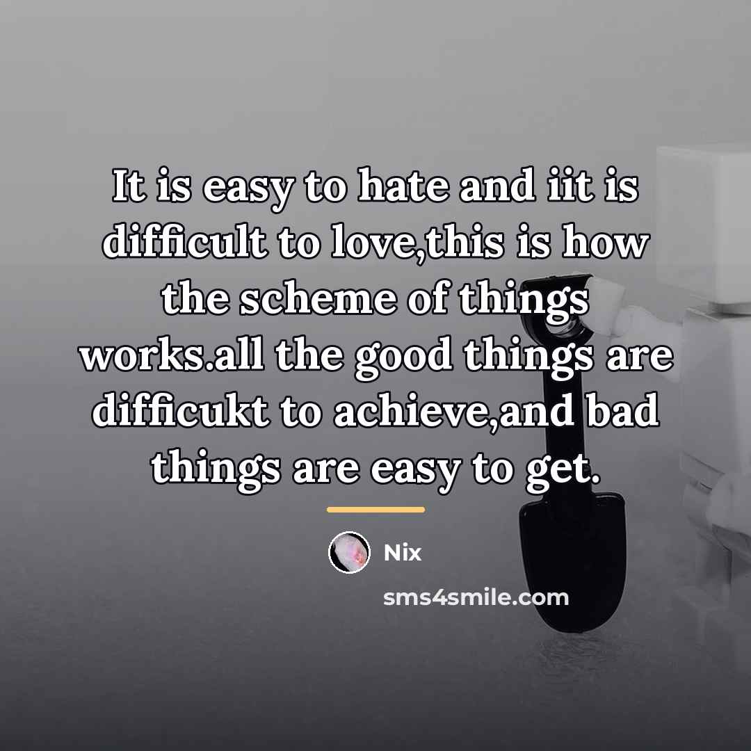“It is easy to hate and iit is difficult to…” quote by Nix