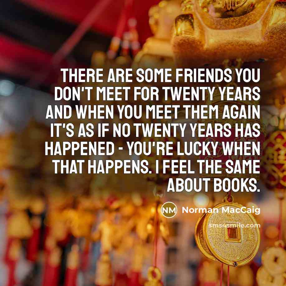 “There are some friends you don't meet for twenty years…” quote by Norman MacCaig
