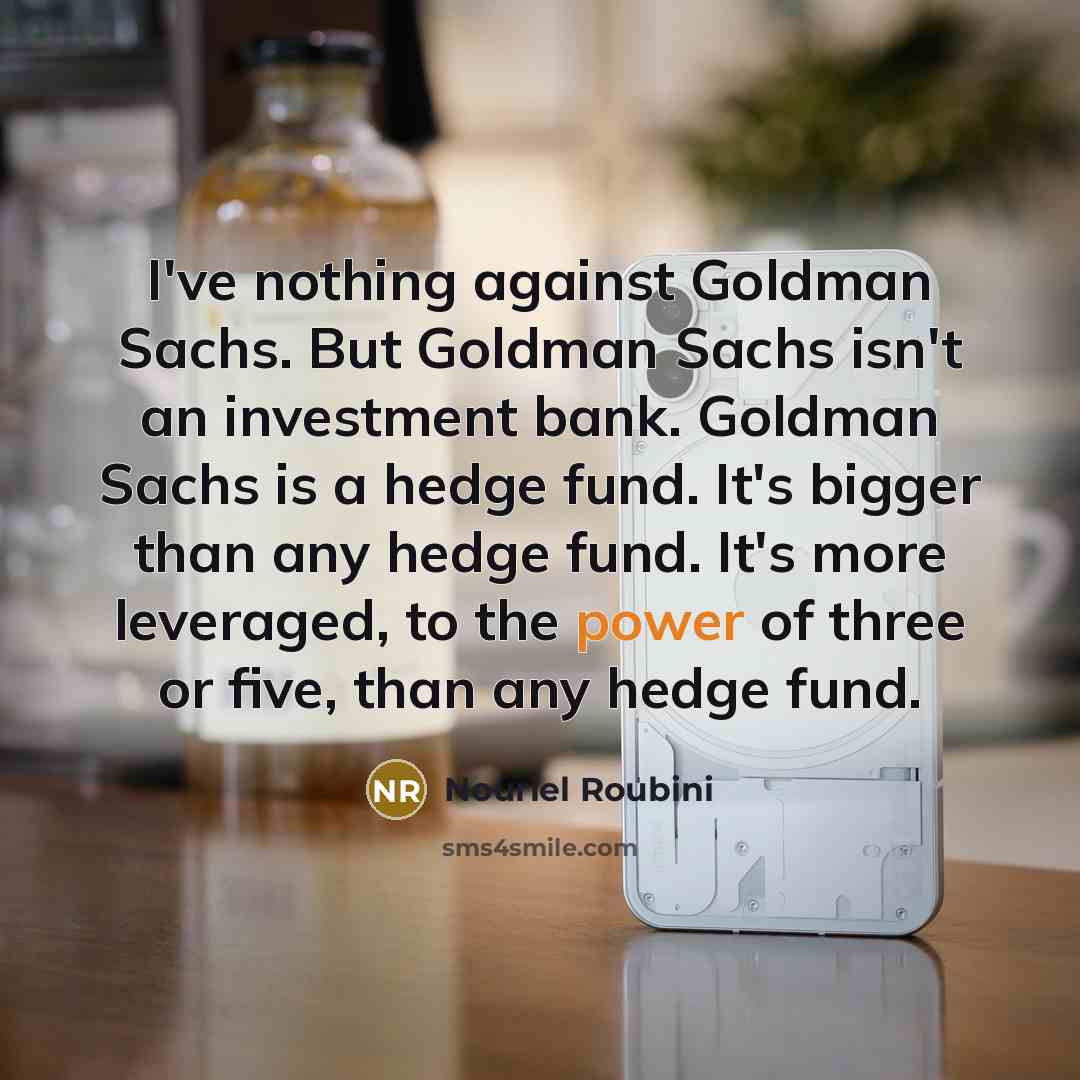 “I've nothing against Goldman Sachs. But Goldman Sachs isn't an…” quote by Nouriel Roubini