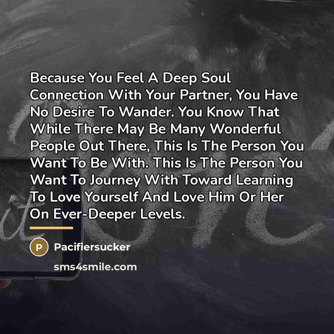 “Because You Feel A Deep Soul Connection With Your Partner,…” quote by Pacifiersucker