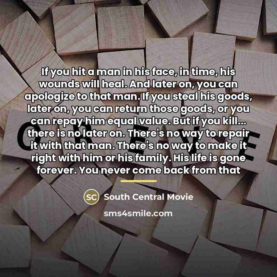 “If you hit a man in his face, in time,…” quote by South Central Movie