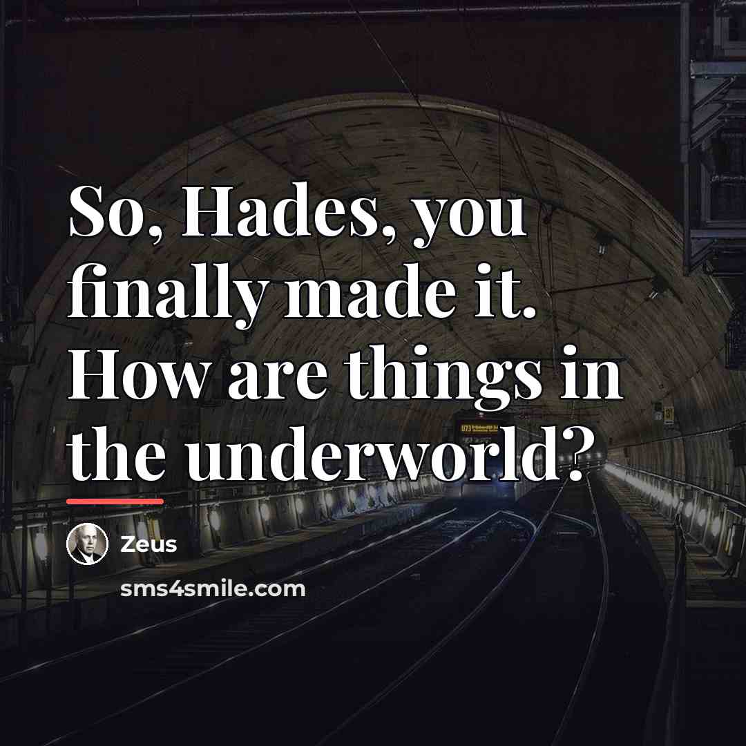 “So, Hades, you finally made it. How are things in…” quote by Zeus