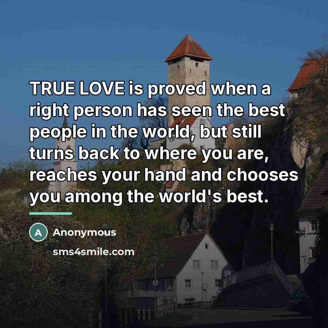 “TRUE LOVE is proved when a right person has seen…” quote by Anonymous