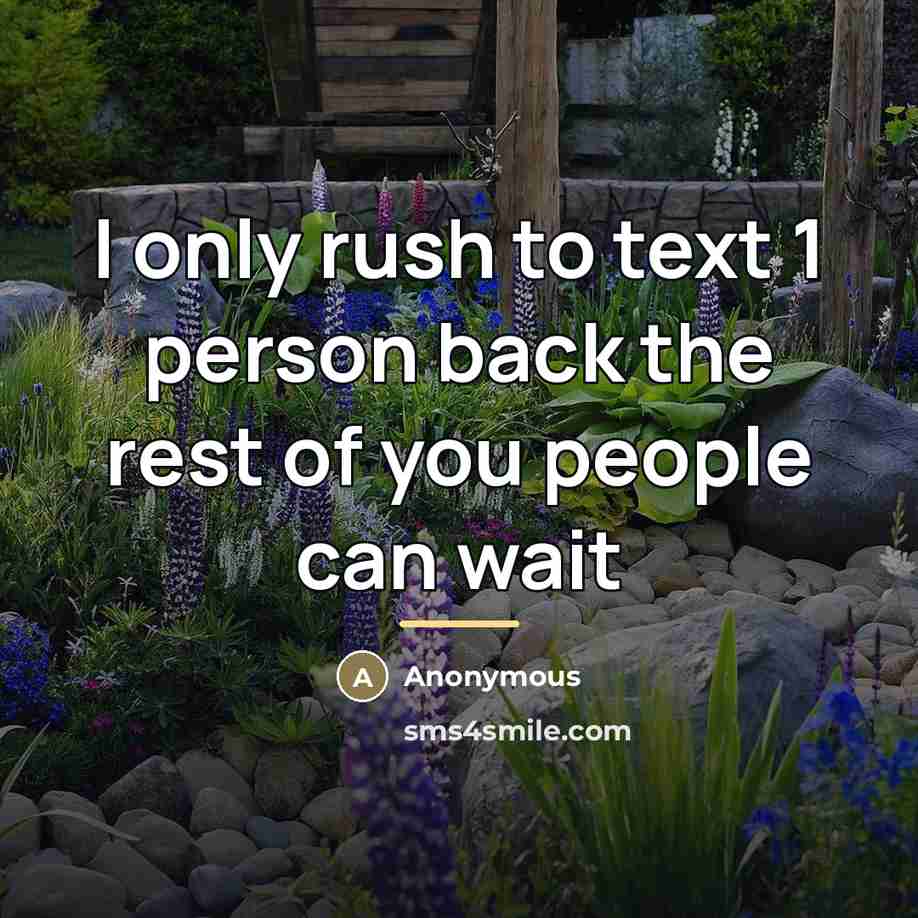 “I only rush to text 1 person back the rest…” quote by Anonymous