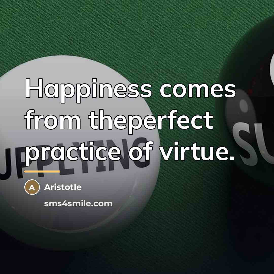 “Happiness comes from theperfect practice of virtue.…” quote by Aristotle