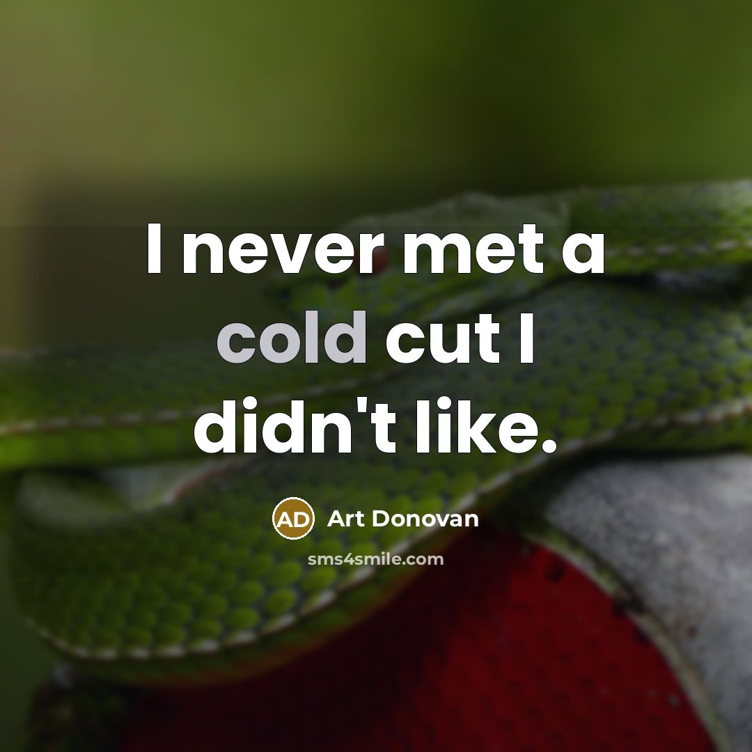 “I never met a cold cut I didn't like.…” quote by Art Donovan