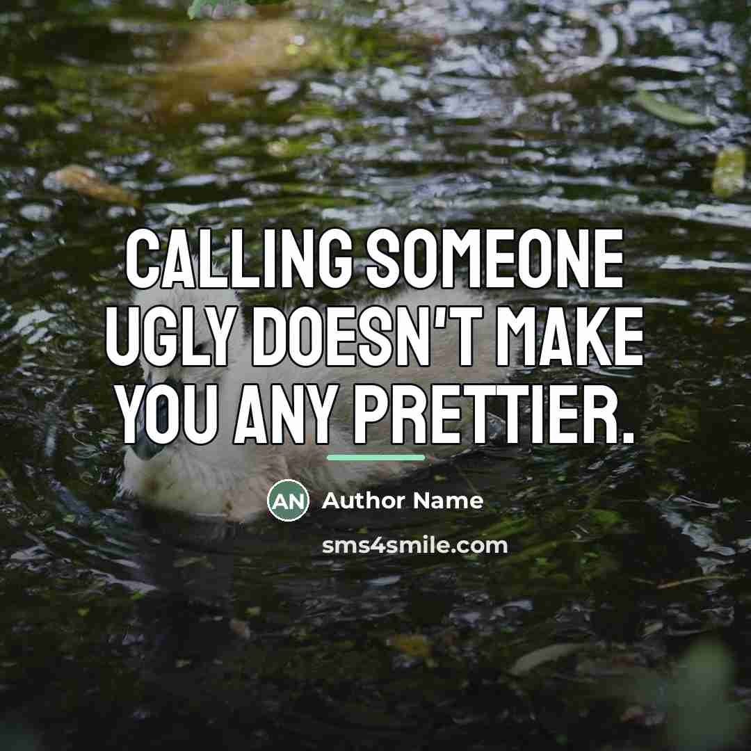 “Calling Someone ugly doesn't make you any prettier.…” quote by Author Name