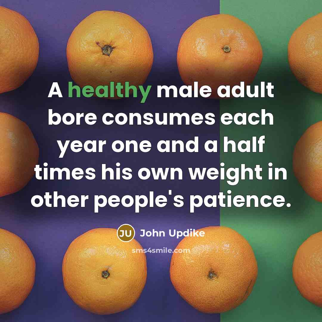 “A healthy male adult bore consumes each year one and…” quote by John Updike