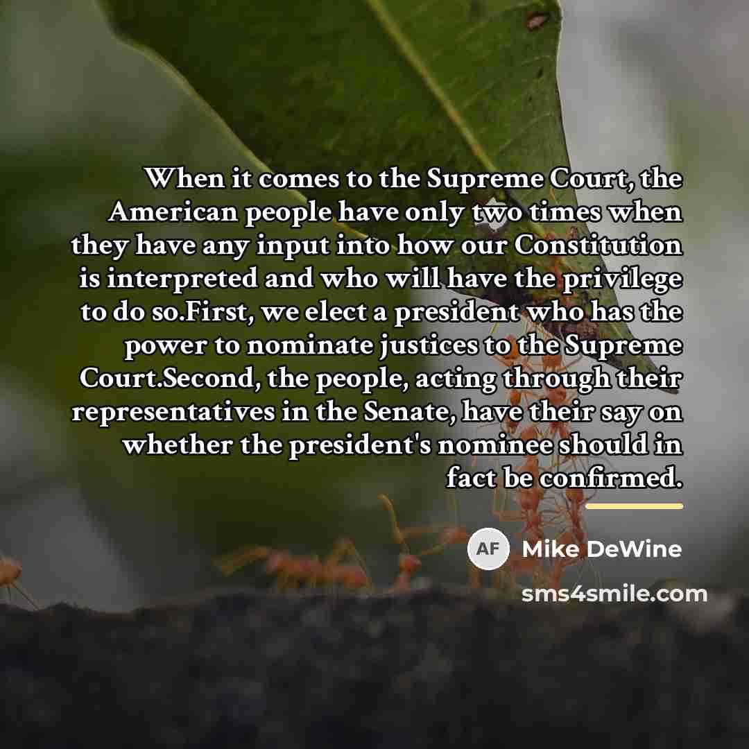 “When it comes to the Supreme Court, the American people…” quote by Mike DeWine