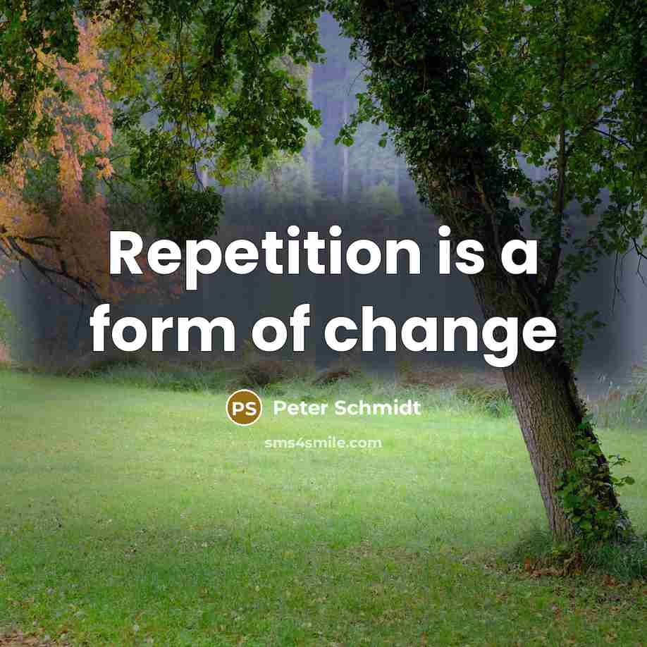 “Repetition is a form of change…” quote by Peter Schmidt