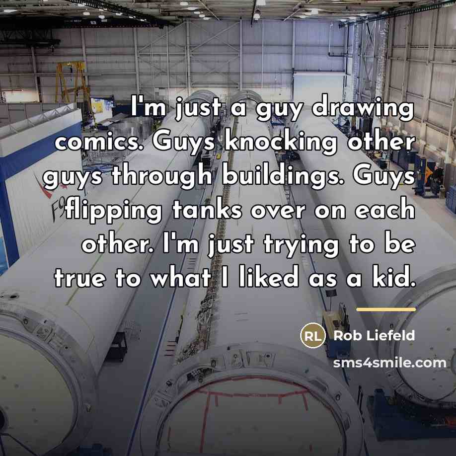 “I'm just a guy drawing comics. Guys knocking other guys…” quote by Rob Liefeld