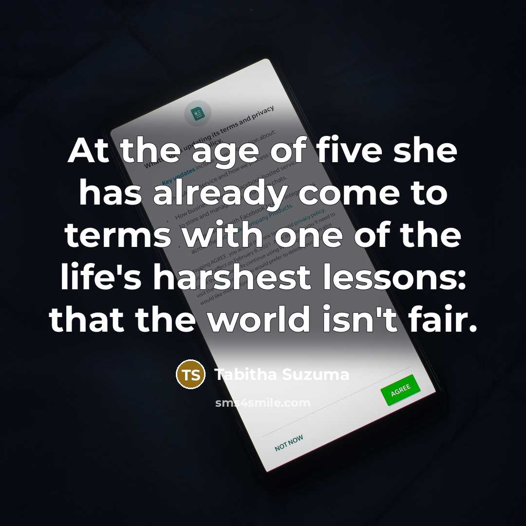 “At the age of five she has already come to…” quote by Tabitha Suzuma