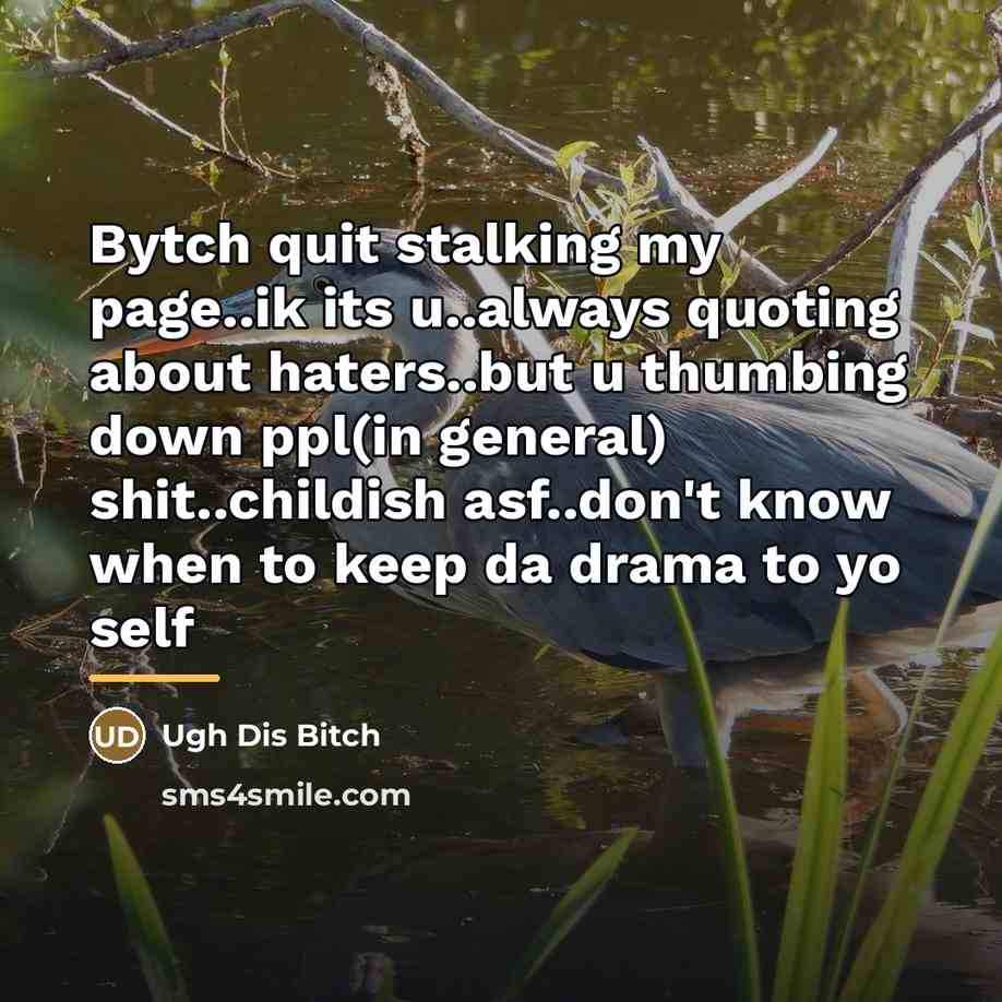 “Bytch quit stalking my page..ik its u..always quoting about haters..but…” quote by Ugh Dis Bitch