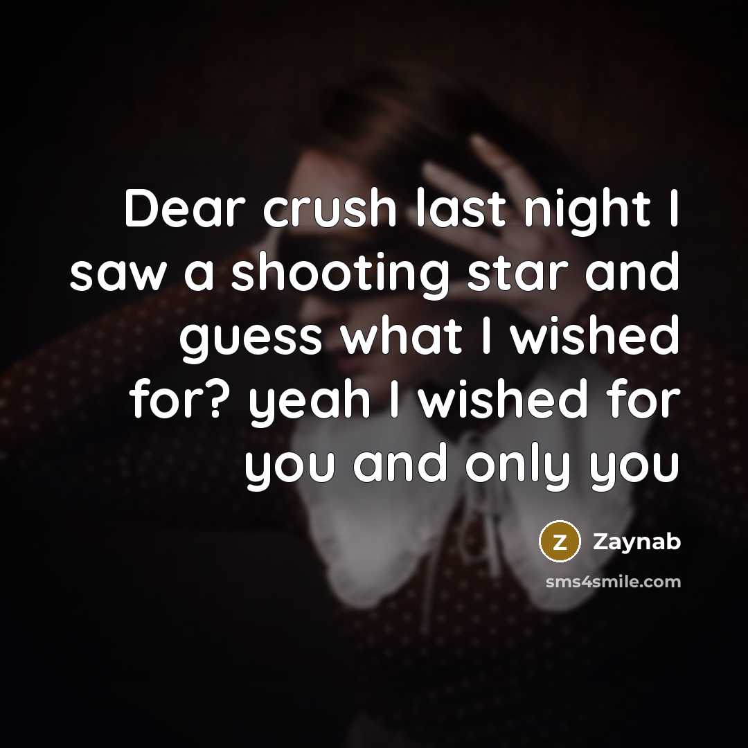“Dear crush last night I saw a shooting star and…” quote by Zaynab