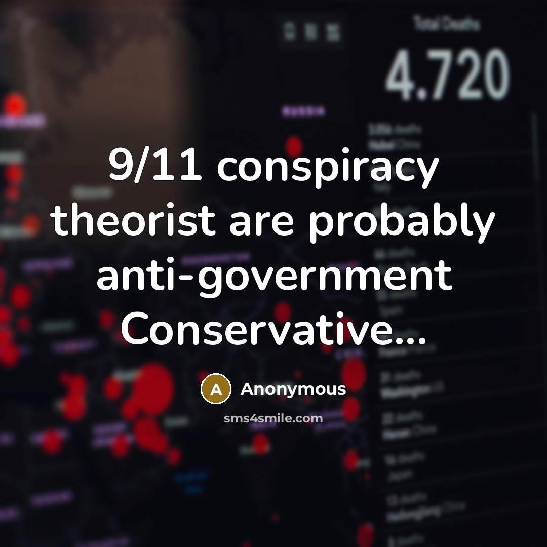 “9/11 conspiracy theorist are probably anti-government Conservative...…” quote by Anonymous