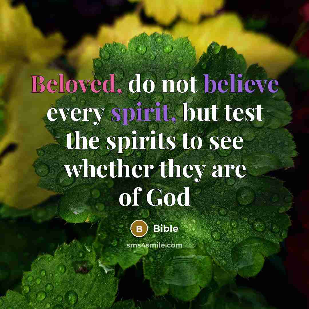 “Beloved, do not believe every spirit, but test the spirits…” quote by Bible