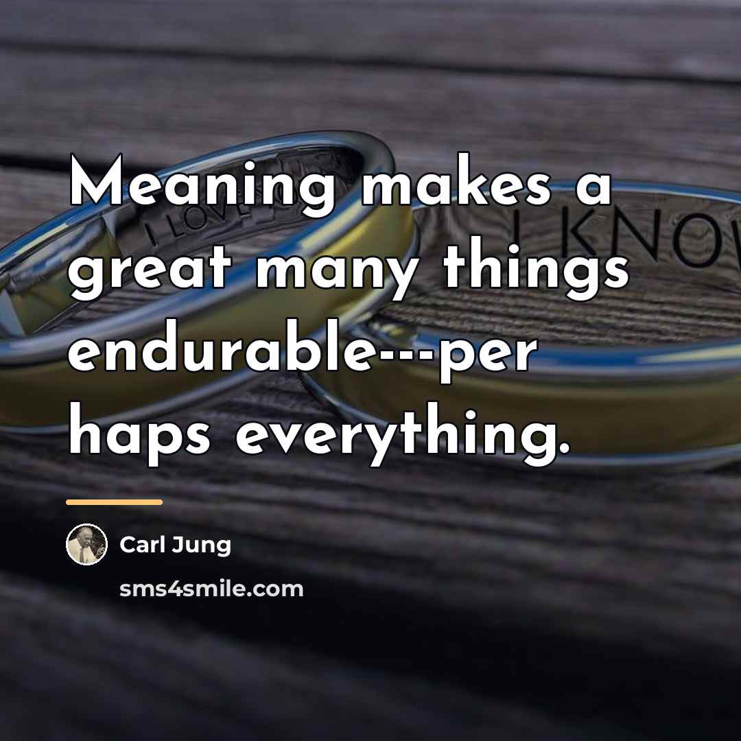 “Meaning makes a great many things endurable---per haps everything.…” quote by Carl Jung