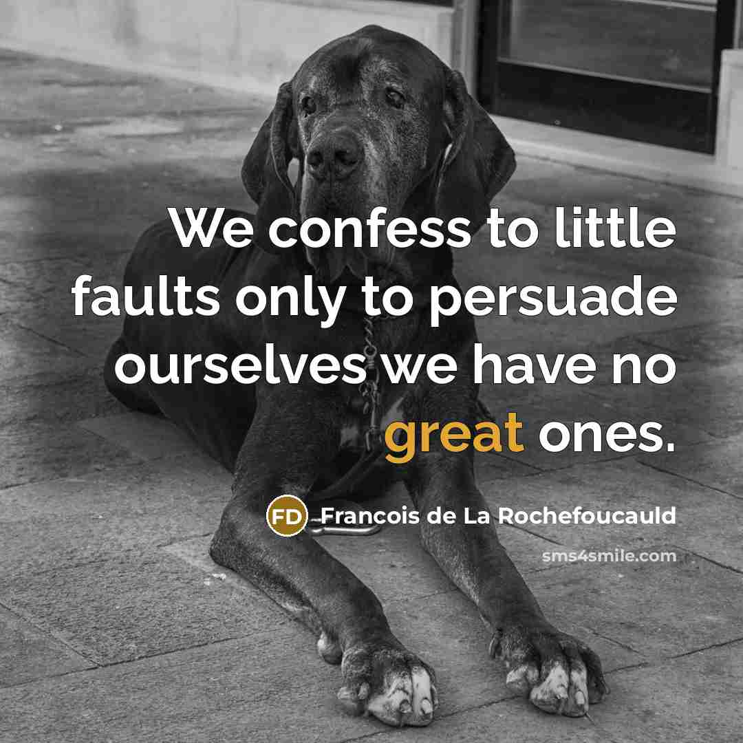 “We confess to little faults only to persuade ourselves we…” quote by Francois de La Rochefoucauld