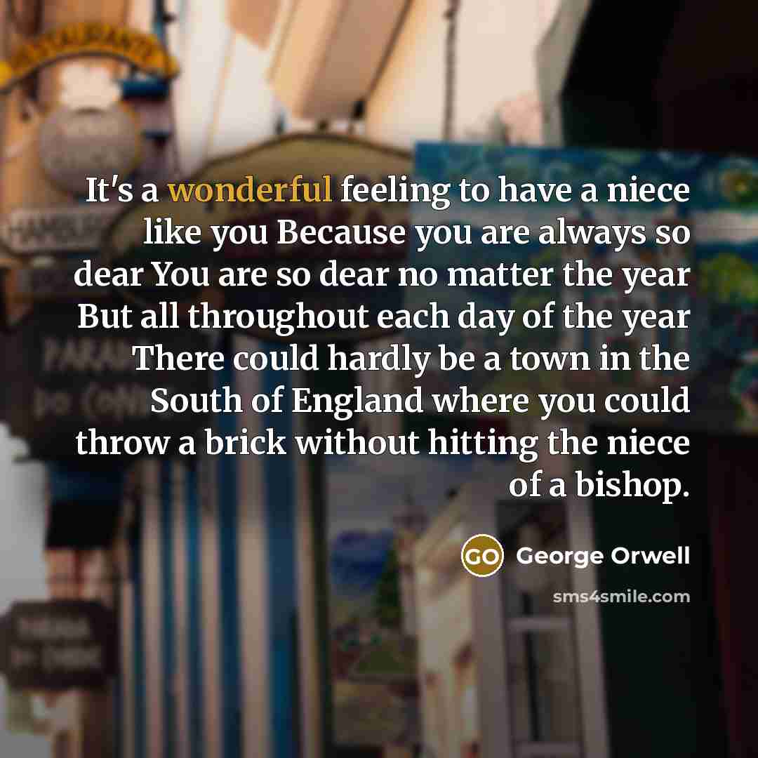 “It's a wonderful feeling to have a niece like you…” quote by George Orwell