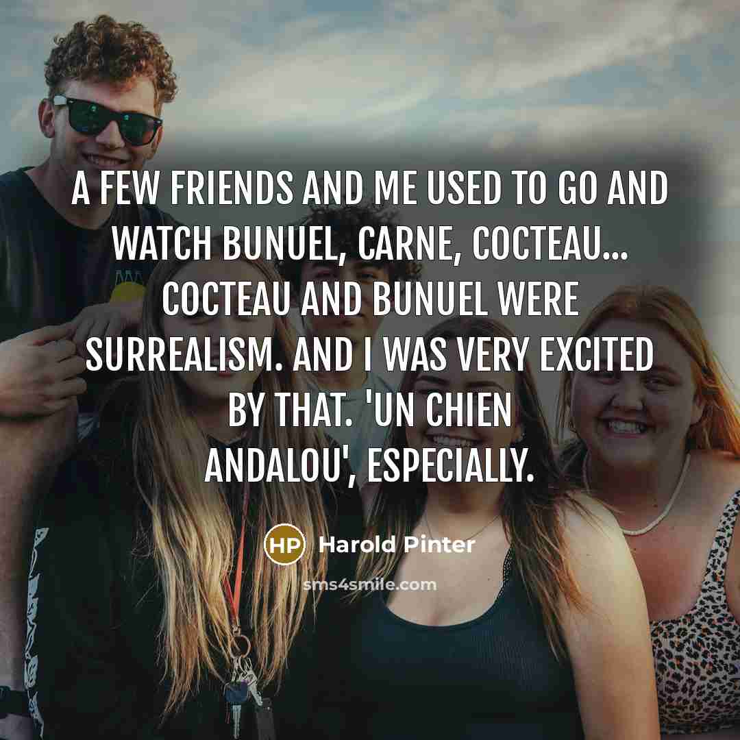 “A few friends and me used to go and watch…” quote by Harold Pinter