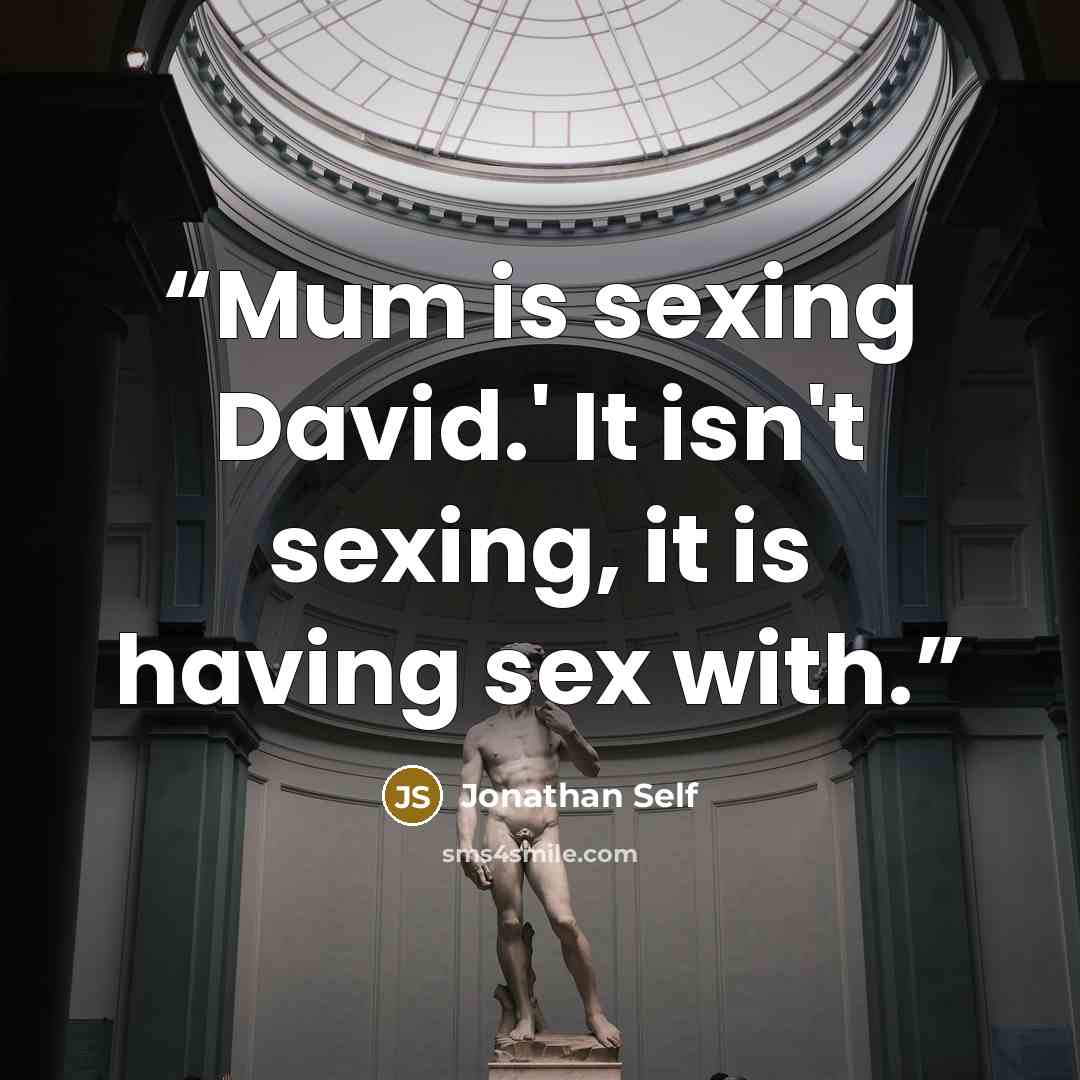 “Mum is sexing David.' It isn't sexing, it is having sex with.” quote by Jonathan Self