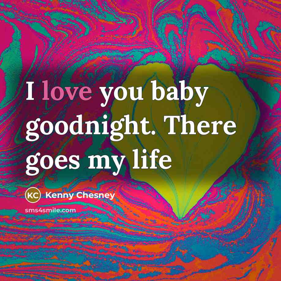 “I love you baby goodnight. There goes my life…” quote by Kenny Chesney