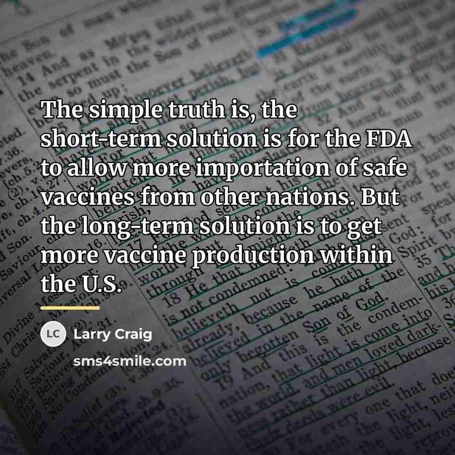 “The simple truth is, the short-term solution is for the…” quote by Larry Craig