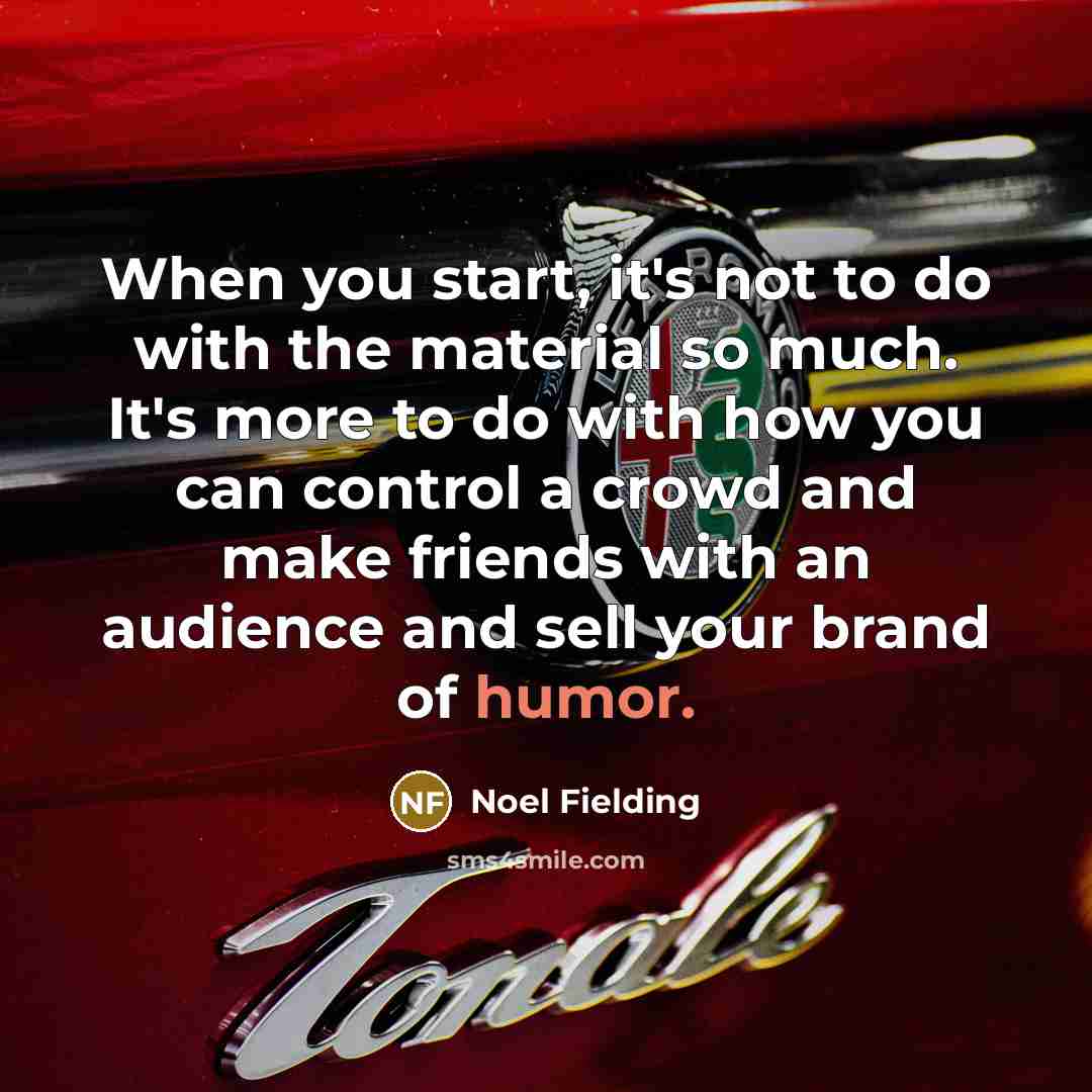 “When you start, it's not to do with the material…” quote by Noel Fielding