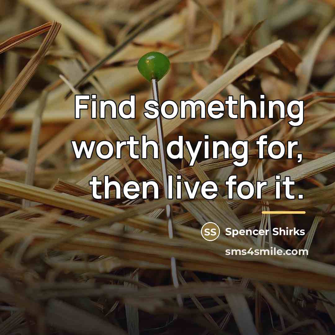 “Find something worth dying for, then live for it.…” quote by Spencer Shirks