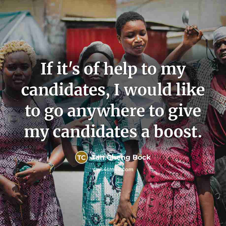 “If it's of help to my candidates, I would like…” quote by Tan Cheng Bock