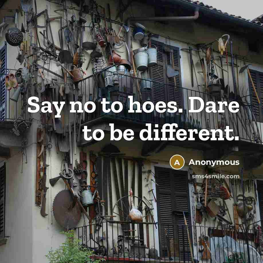 “Say no to hoes. Dare to be different.…” quote by Anonymous