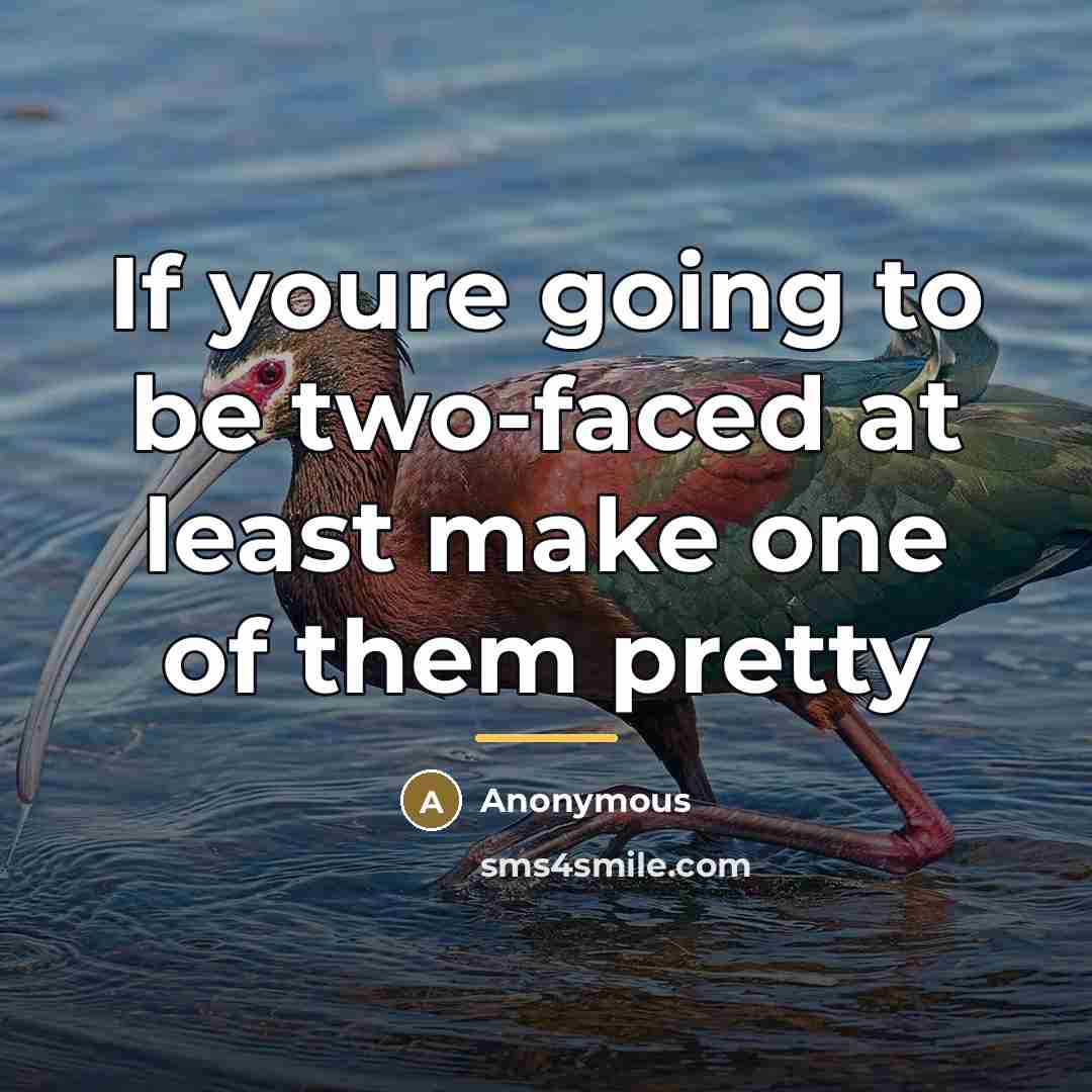 “If youre going to be two-faced at least make one…” quote by Anonymous