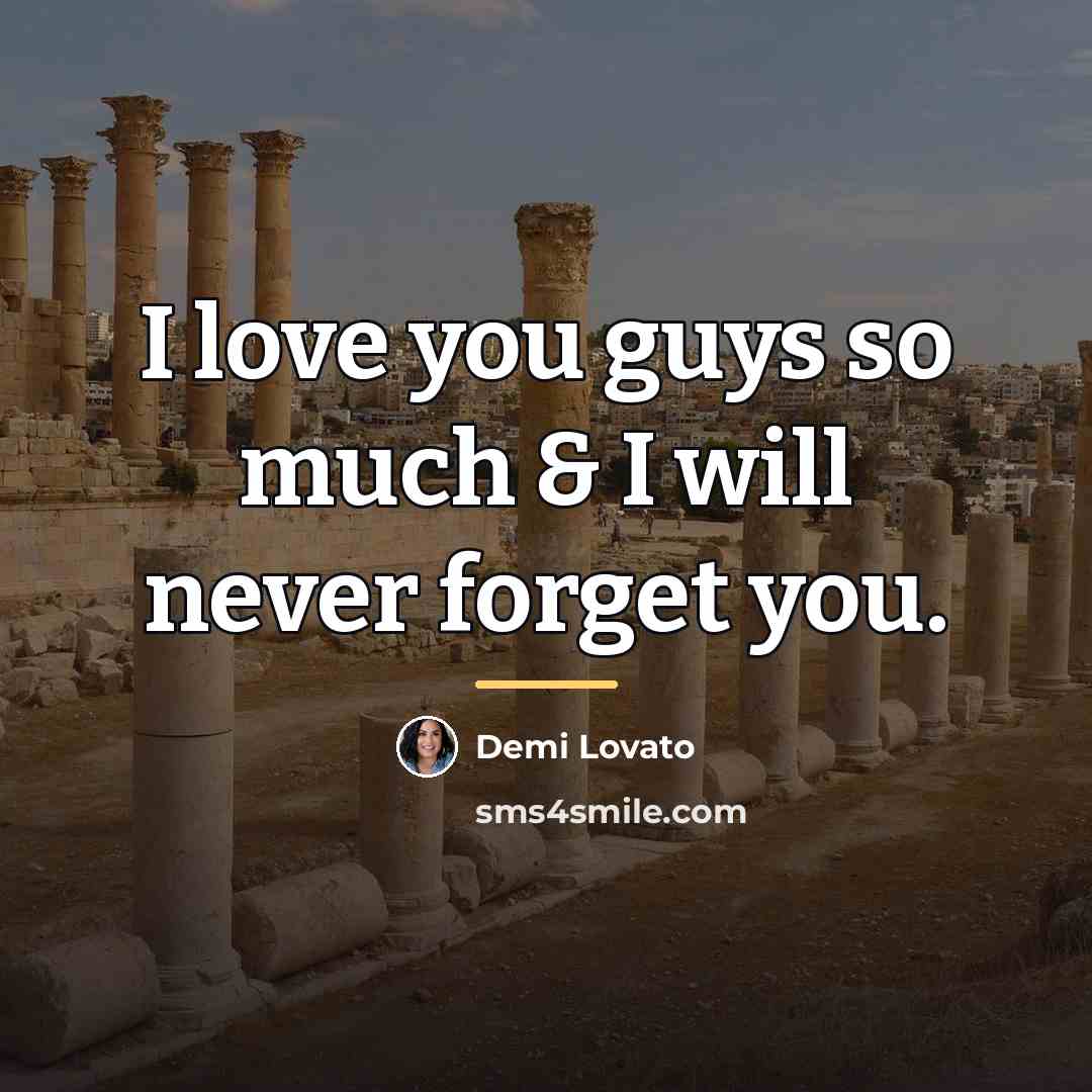 “I love you guys so much & I will never…” quote by Demi Lovato
