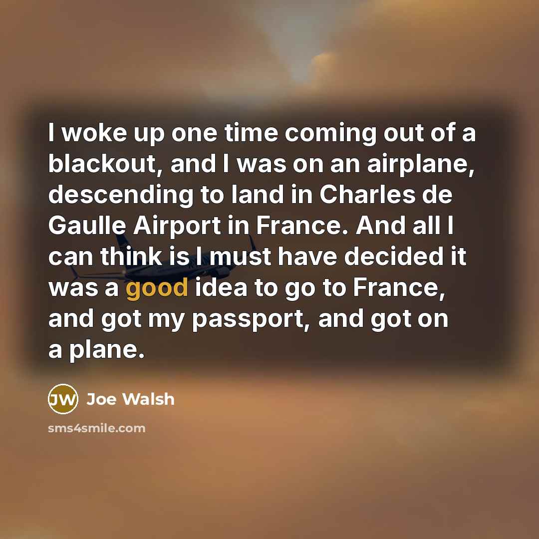“I woke up one time coming out of a blackout,…” quote by Joe Walsh