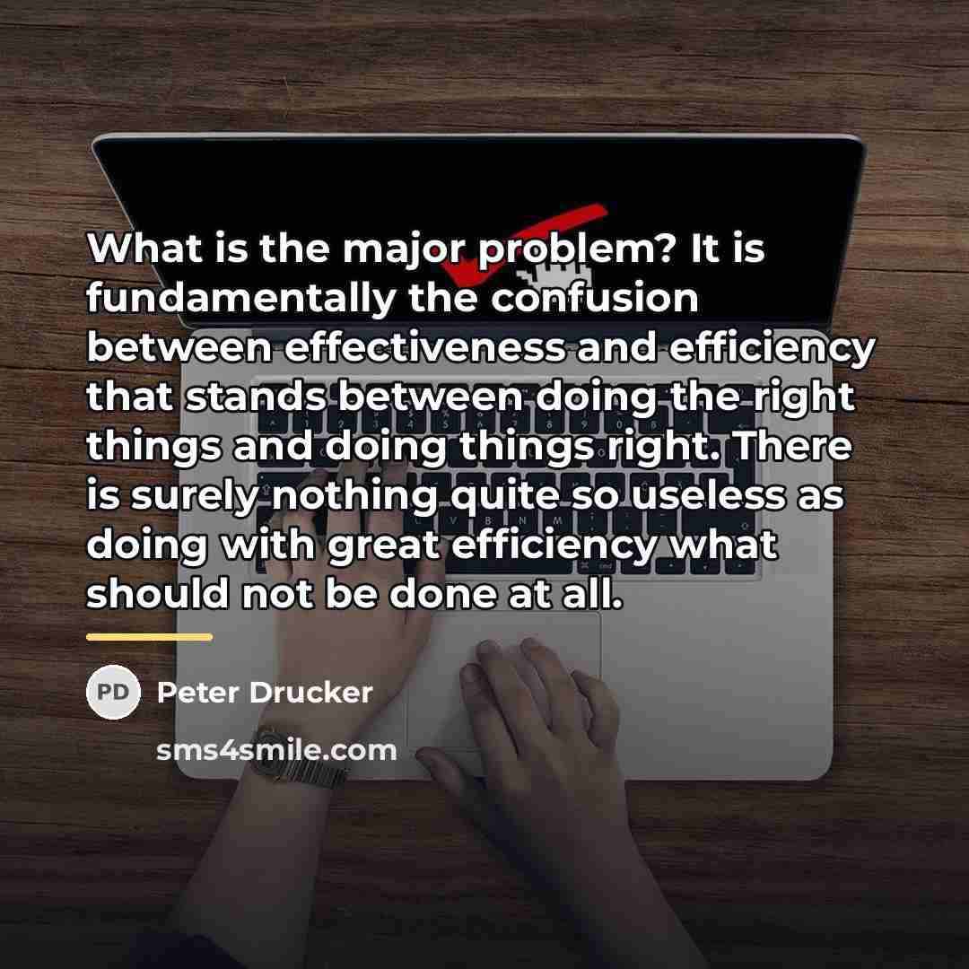 “What is the major problem? It is fundamentally the confusion…” quote by Peter Drucker