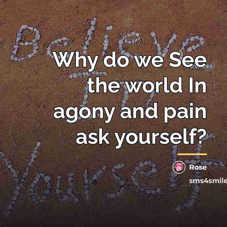 “Why do we See the world In agony and pain…” quote by Rose