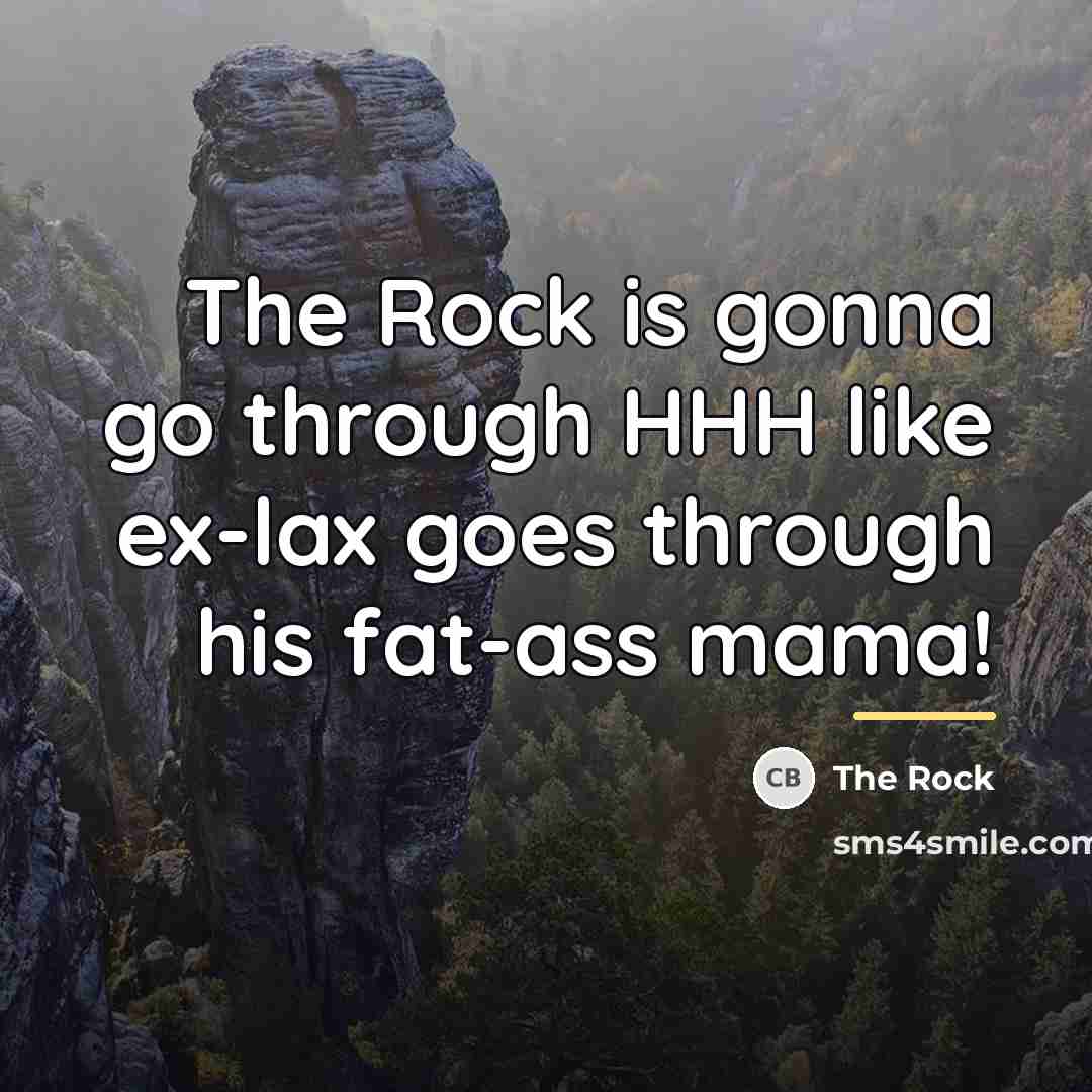 “The Rock is gonna go through HHH like ex-lax goes…” quote by The Rock