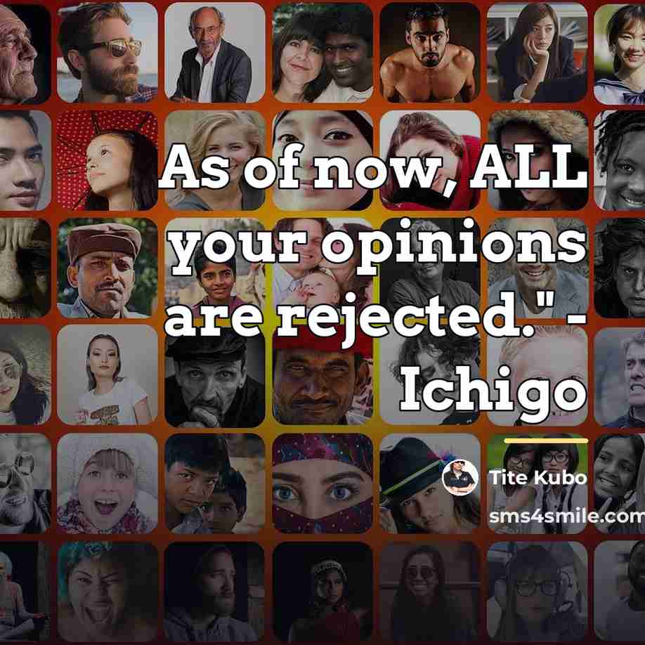 “As of now, ALL your opinions are rejected." - Ichigo…” quote by Tite Kubo