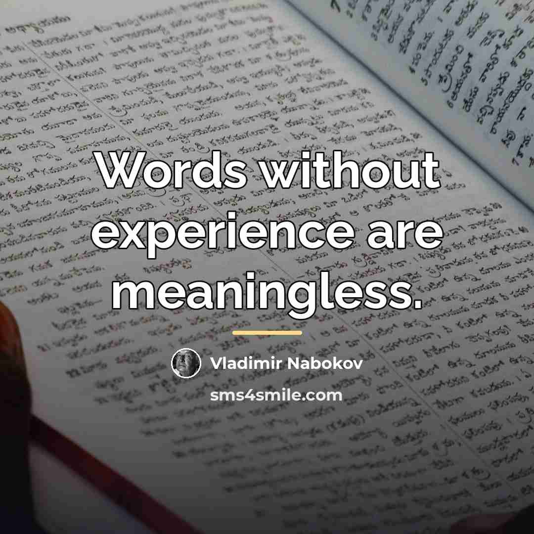 “Words without experience are meaningless.…” quote by Vladimir Nabokov