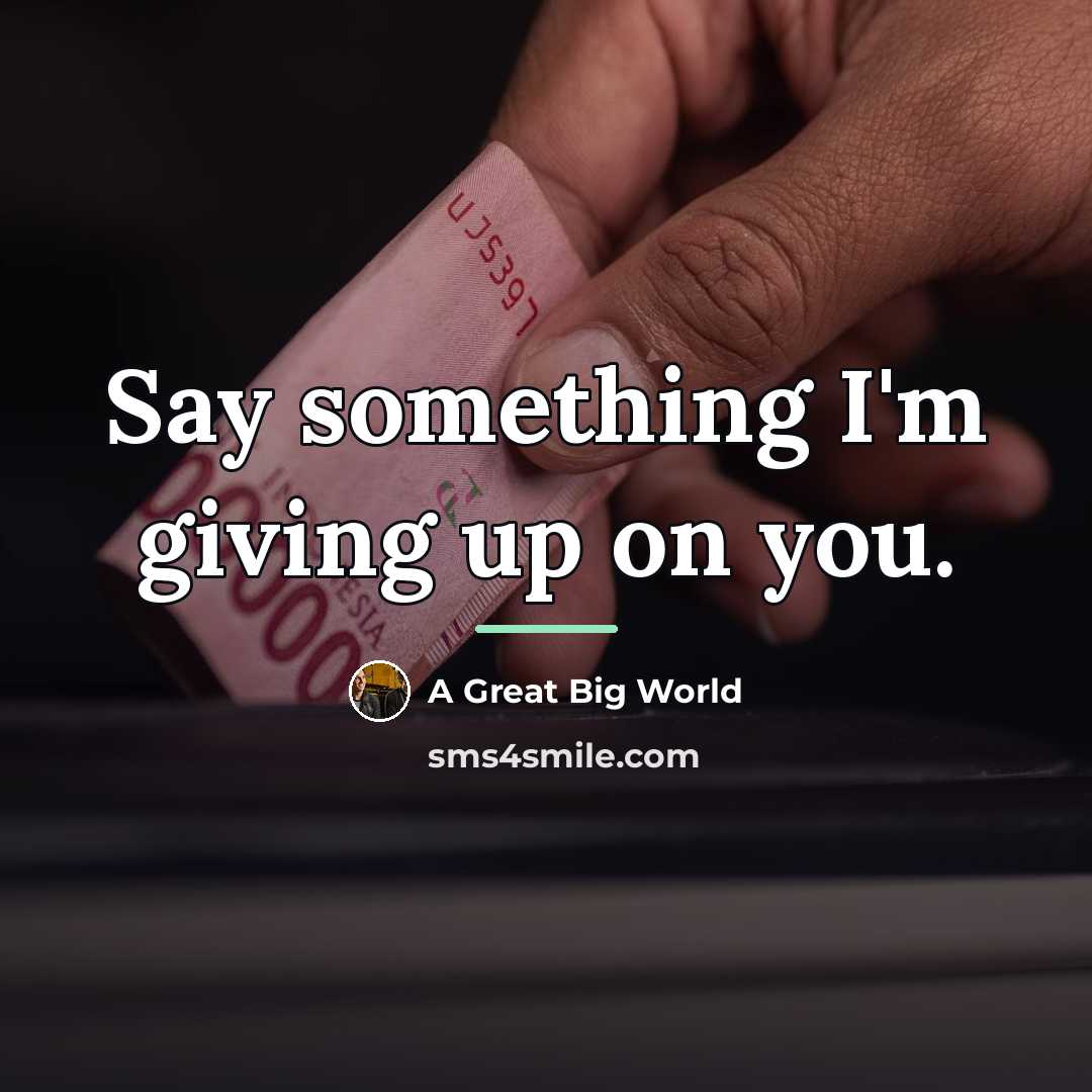 “Say something I'm giving up on you.…” quote by Anonymous