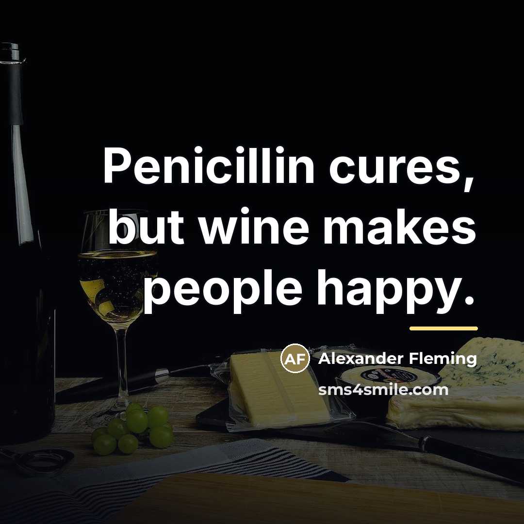 “Penicillin cures, but wine makes people happy.…” quote by Alexander Fleming