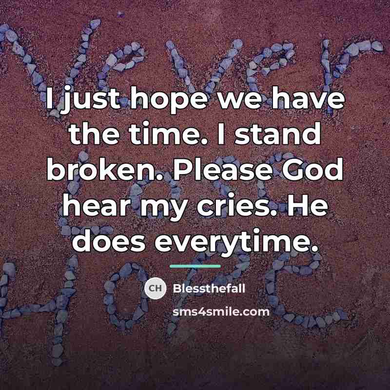 “I just hope we have the time. I stand broken.…” quote by Blessthefall