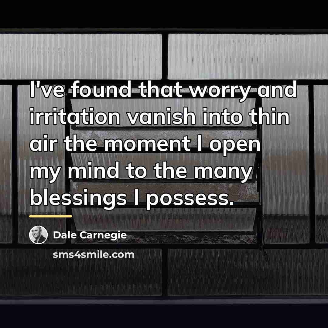 “I've found that worry and irritation vanish into thin air…” quote by Dale Carnegie
