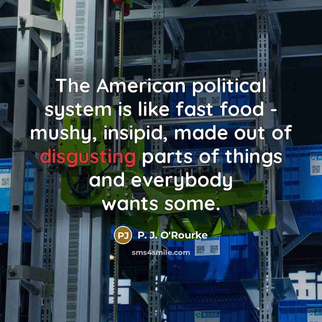 “The American political system is like fast food - mushy,…” quote by P. J. O'Rourke