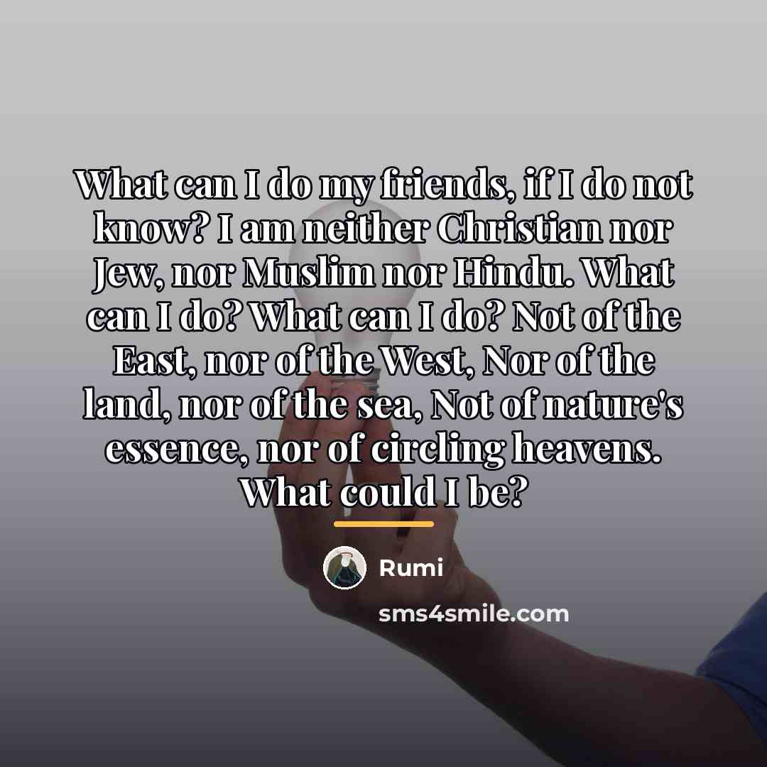 “What can I do my friends, if I do not…” quote by Rumi