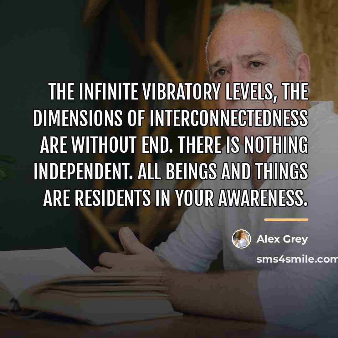 “The infinite vibratory levels, the dimensions of interconnectedness are without…” quote by Alex Grey