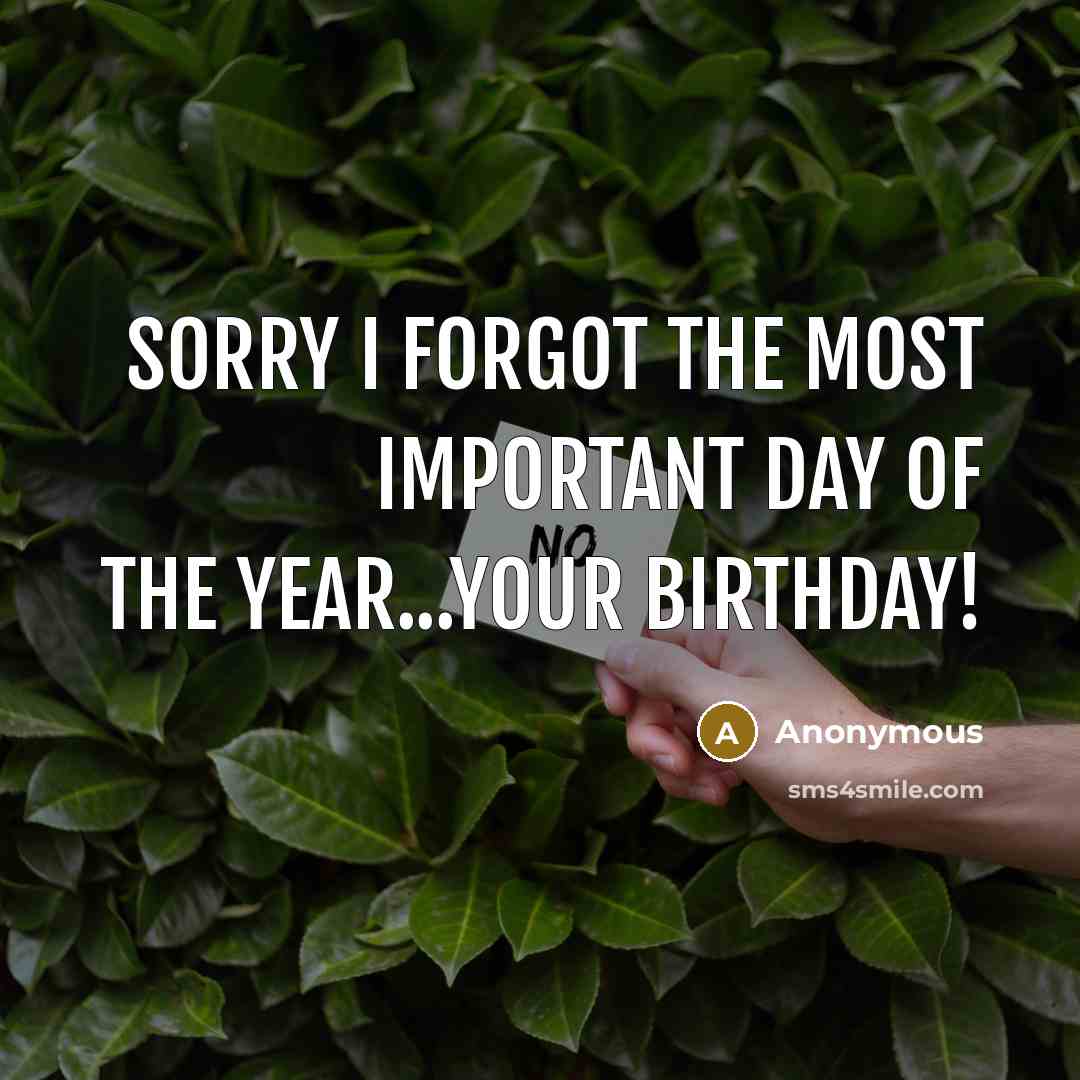 “Sorry I forgot the most important day of the year...your…” quote by Anonymous