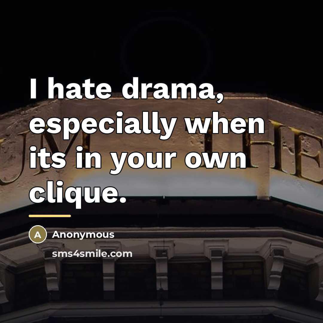 “I hate drama, especially when its in your own clique.…” quote by Anonymous